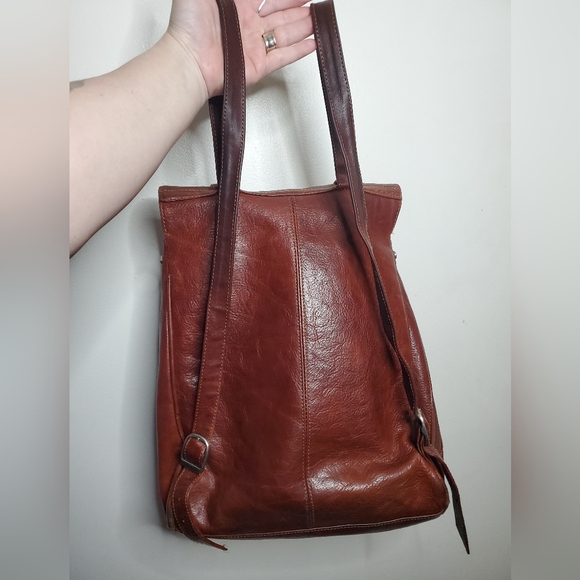 Wilson's Leather Mini Bookbag Distressed Brown Carry Handle - Picture 9 of 14